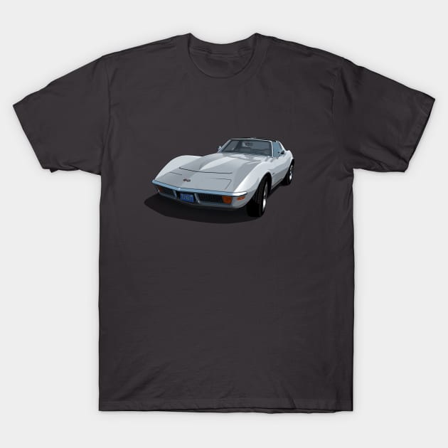 1970 Corvette Stingray in Cortez Silver T-Shirt by candcretro
